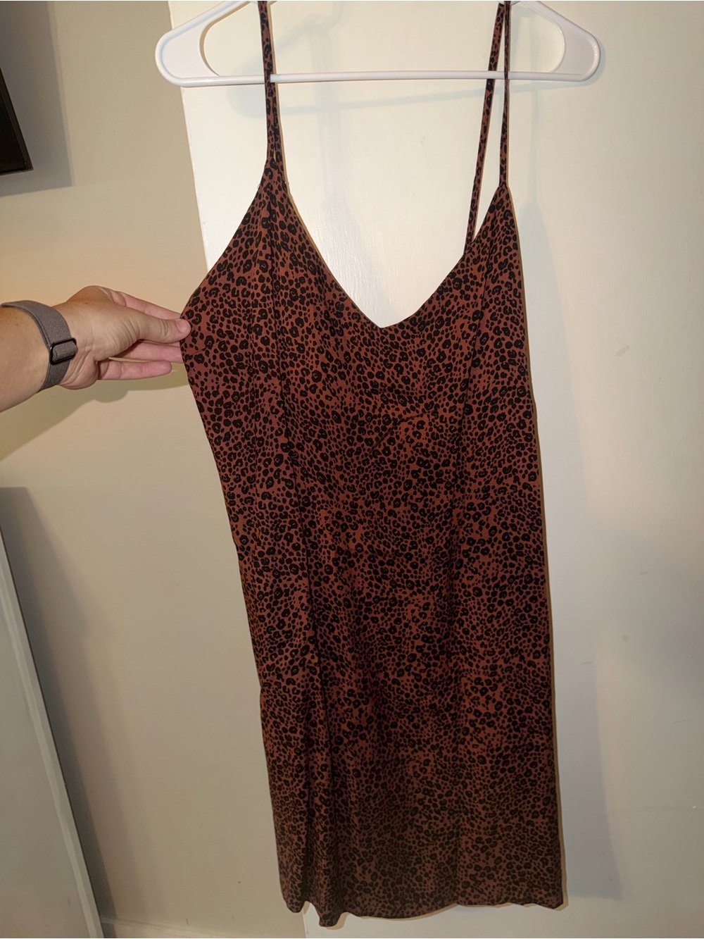 Gianni Bini Brown Leopard-Print Midi Slip Dress
